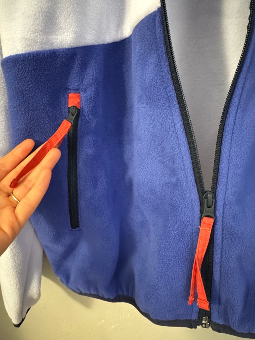 Columbia Light Lavender, Blue & Red Colorblock Fleece Jacket - Picture 7 of 8